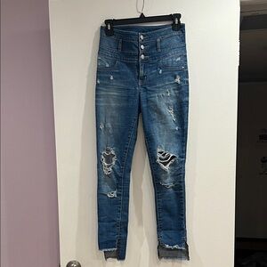 Tinseltown Distressed Skinny Jeans in Blue